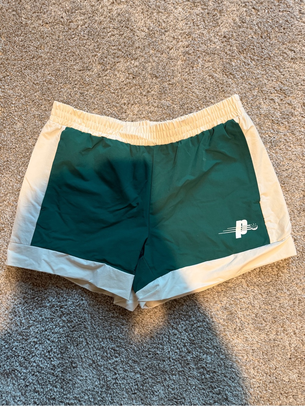 Prince Green Shorts with Cream Waistband and White Trim